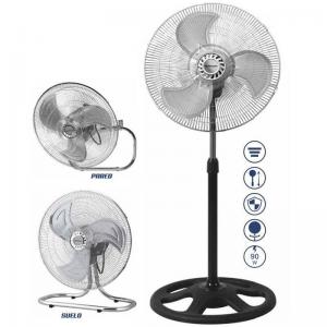 Ventilador 3 en 1 Orbegozo PWS 0547/ Sobremesa/ Pie/ Pared/ 90W/ 3 Aspas 45cm/ 3 velocidades
